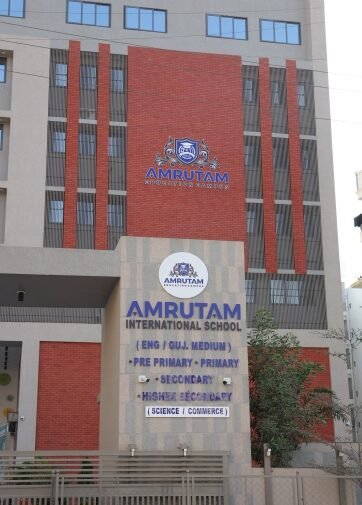 Rohit Texture Paints completed project - Amrutam International School brick texture facade