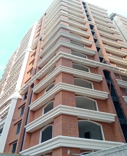 Vertical brick stripe facade high-rise tower